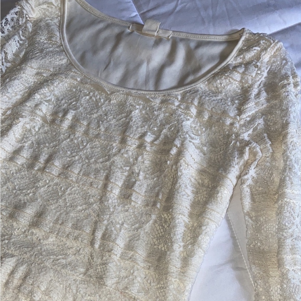 Forever 21 cream long sleeve lace dress